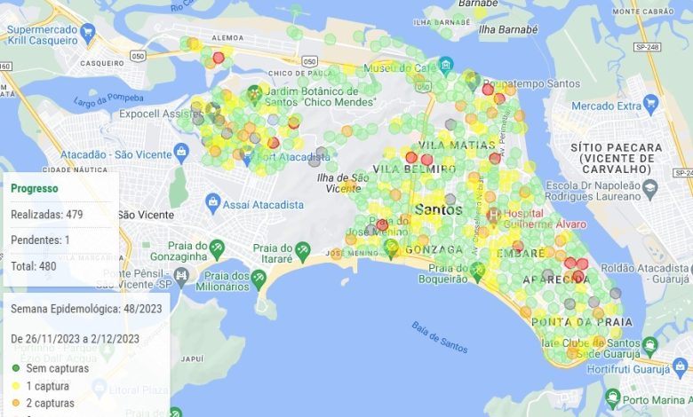 mapa-mostra-indice-de-infestacao-do-aedes-aegypti-nos-bairros-de-santos;-entenda-como-funciona